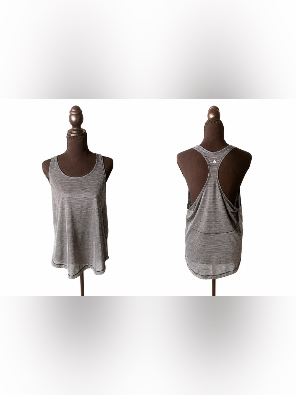 Lululemon Essential Tank Green Micro Stripe Mesh Racerback Size 8